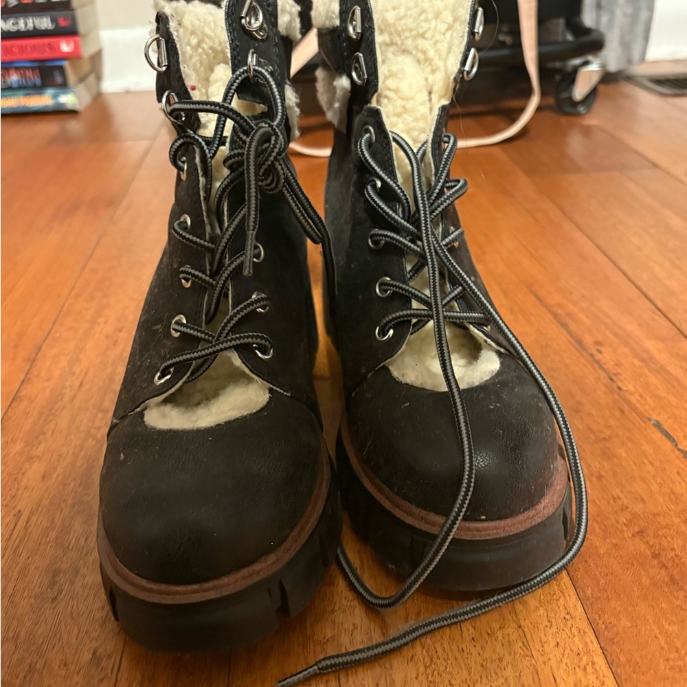 MIA Black and Cream Combat Boots
